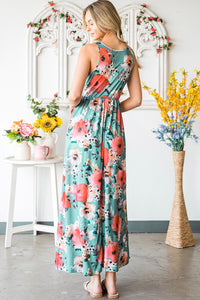 Thumbnail for Floral Sleeveless Maxi Dress with Pockets