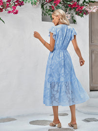 Thumbnail for Floral Surplice Flutter Sleeve Dress