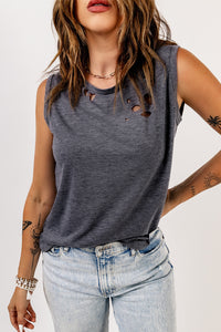 Thumbnail for Distressed Round Neck Tank
