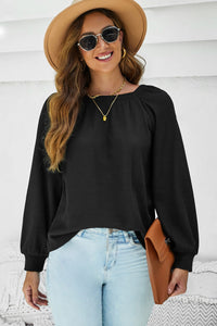 Thumbnail for Waffle-Knit Long Raglan Sleeve Top - MiaMore | Luxary Classic Charm