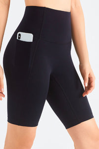 Thumbnail for Feel Like Skin Elastic Waistband Pocket Biker Shorts