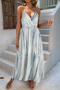 Thumbnail for Printed Surplice Adjustable Spaghetti Strap Maxi Dress