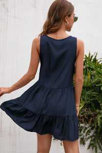 Thumbnail for Tassel Tie Lace Trim Sleeveless Dress