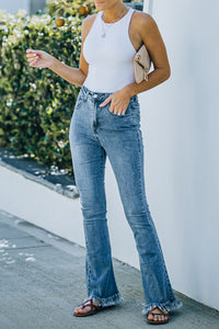 Thumbnail for Frayed Hem Flare Jeans