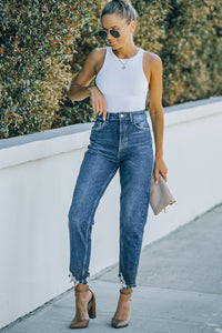 Thumbnail for Ripped Ankle Straight Jeans with Pockets
