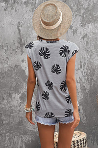 Thumbnail for Printed Capped Sleeve Round Neck Top - MiaMore | Luxary Classic Charm
