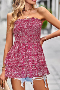 Thumbnail for Leopard Frill Trim Strapless Blouse - MiaMore | Luxary Classic Charm