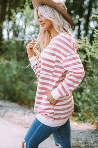 Thumbnail for Striped Dropped Shoulder Longline Top - MiaMore | Luxary Classic Charm