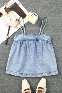 Thumbnail for Smocked Adjustable Strap Denim Cami