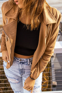Thumbnail for Zip-Up Suede Jacket