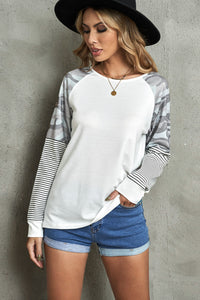 Thumbnail for Mixed Print Raglan Top - MiaMore | Luxary Classic Charm