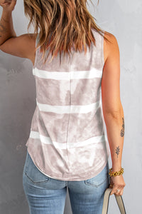 Thumbnail for Tie-Dye Scoop Neck Henley Tank
