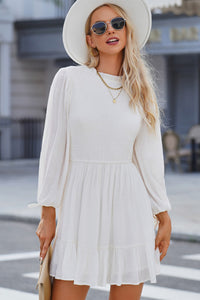 Thumbnail for Smocked Tied Balloon Sleeve Mini Dress