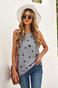 Thumbnail for Star Print Tank with Slits