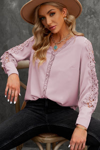 Thumbnail for Spliced Lace V-Neck Blouse - MiaMore | Luxary Classic Charm