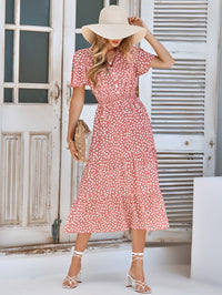 Thumbnail for Printed Flutter Sleeve Tiered Dress