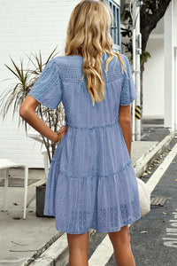 Thumbnail for Swiss Dot Smocked Frill Trim Dress