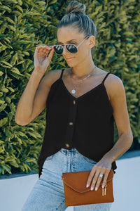 Thumbnail for Buttoned V-Neck Cami