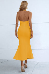 Thumbnail for Halter Neck Split Fishtail Bodycon Dress - MiaMore | Luxary Classic Charm