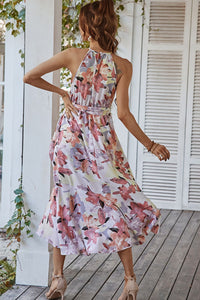 Thumbnail for Floral Tie Belt Sleeveless Dress