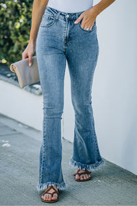 Thumbnail for Frayed Hem Flare Jeans