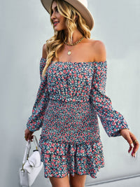 Thumbnail for Floral Smocked Off-Shoulder Ruffled Dress