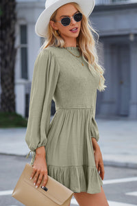 Thumbnail for Smocked Tied Balloon Sleeve Mini Dress