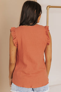 Thumbnail for Ruffle Shoulder V-Neck Top - MiaMore | Luxary Classic Charm