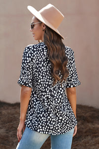 Thumbnail for Printed V-Neck Cuffed Tunic Top - MiaMore | Luxary Classic Charm
