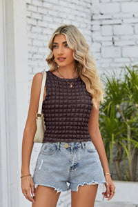 Thumbnail for Textured Round Neck Tank