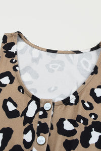 Thumbnail for Leopard Buttoned Sleeveless Dress