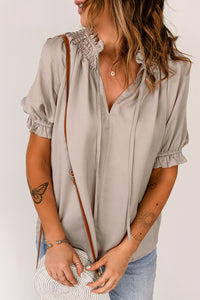 Thumbnail for Smocked Frill Trim Flounce Sleeve Blouse - MiaMore | Luxary Classic Charm