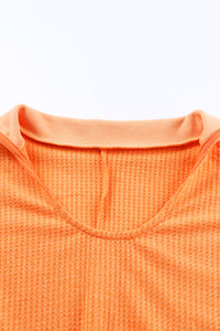 Thumbnail for Waffle-Knit Slit Drop Shoulder Top