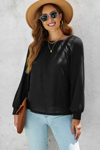 Thumbnail for Waffle-Knit Long Raglan Sleeve Top - MiaMore | Luxary Classic Charm