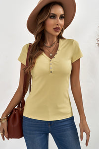 Thumbnail for Buttoned Short Sleeve Tee Shirt - MiaMoré
