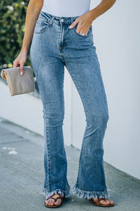 Thumbnail for Frayed Hem Flare Jeans