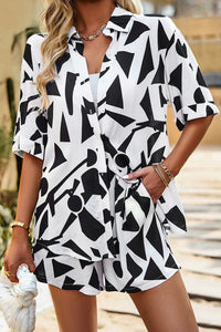Thumbnail for Printed Dropped Shoulder Shirt and Shorts Set