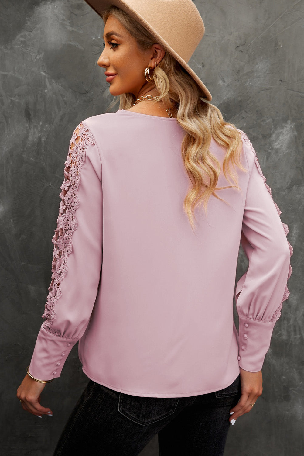 Spliced Lace V-Neck Blouse - MiaMore | Luxary Classic Charm
