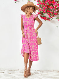 Thumbnail for Floral V-Neck Cap Sleeve Dress