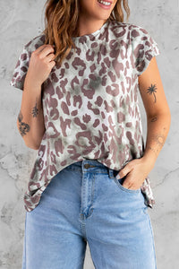Thumbnail for Leopard Layered Flutter Sleeve Tee Shirt - MiaMore | Luxary Classic Charm