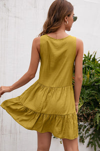 Thumbnail for Tassel Tie Lace Trim Sleeveless Dress