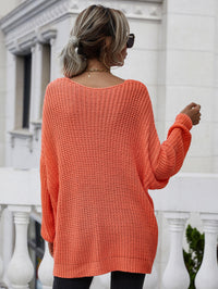 Thumbnail for Rib-Knit Drop Shoulder V-Neck Pullover Sweater