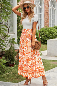 Thumbnail for Floral Smocked Tiered Maxi Skirt