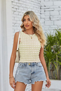 Thumbnail for Textured Round Neck Tank