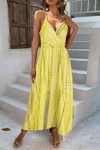 Thumbnail for Printed Surplice Adjustable Spaghetti Strap Maxi Dress