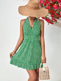 Thumbnail for Ditsy Floral Halter Neck Ruffle Hem Dress