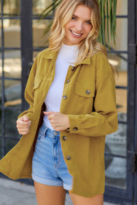 Thumbnail for Corduroy Long Sleeve Button-Up Shirt Jacket