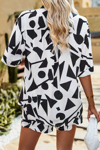 Thumbnail for Printed Dropped Shoulder Shirt and Shorts Set