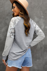 Thumbnail for Mixed Print Raglan Top - MiaMore | Luxary Classic Charm