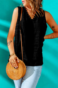 Thumbnail for Scalloped Lace Trim V-Neck Tank